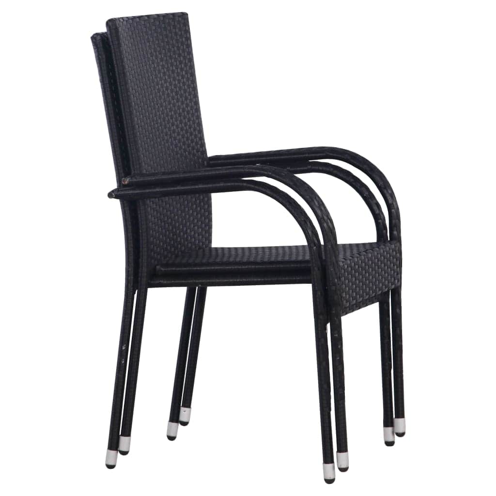 Stackable Outdoor Chairs 2 pcs Poly Rattan Black - Simple deals