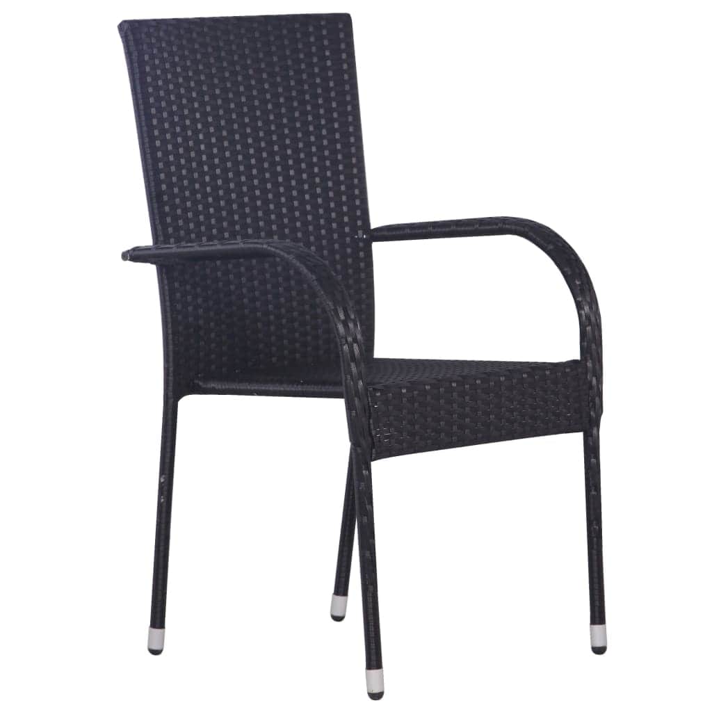 Stackable Outdoor Chairs 2 pcs Poly Rattan Black - Simple deals