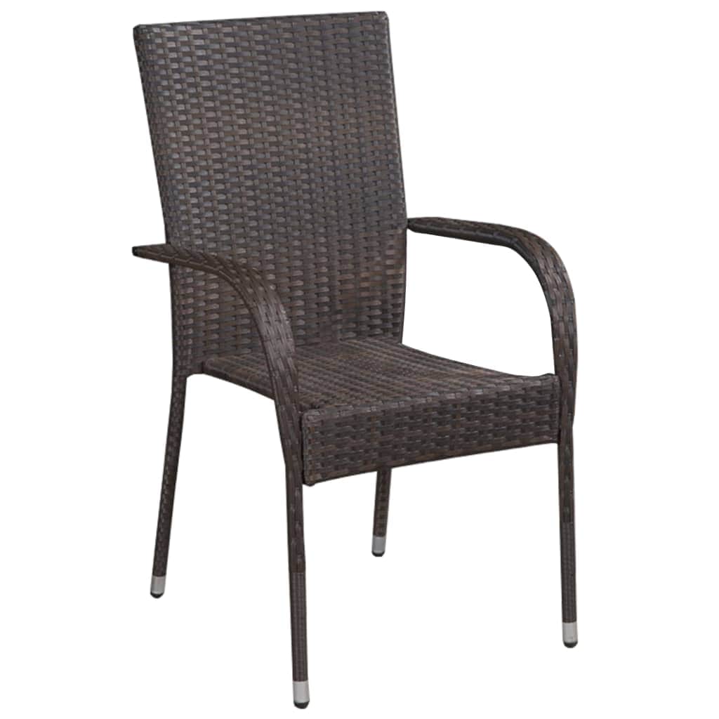Stackable Outdoor Chairs 2 pcs Poly Rattan Brown - Simple deals
