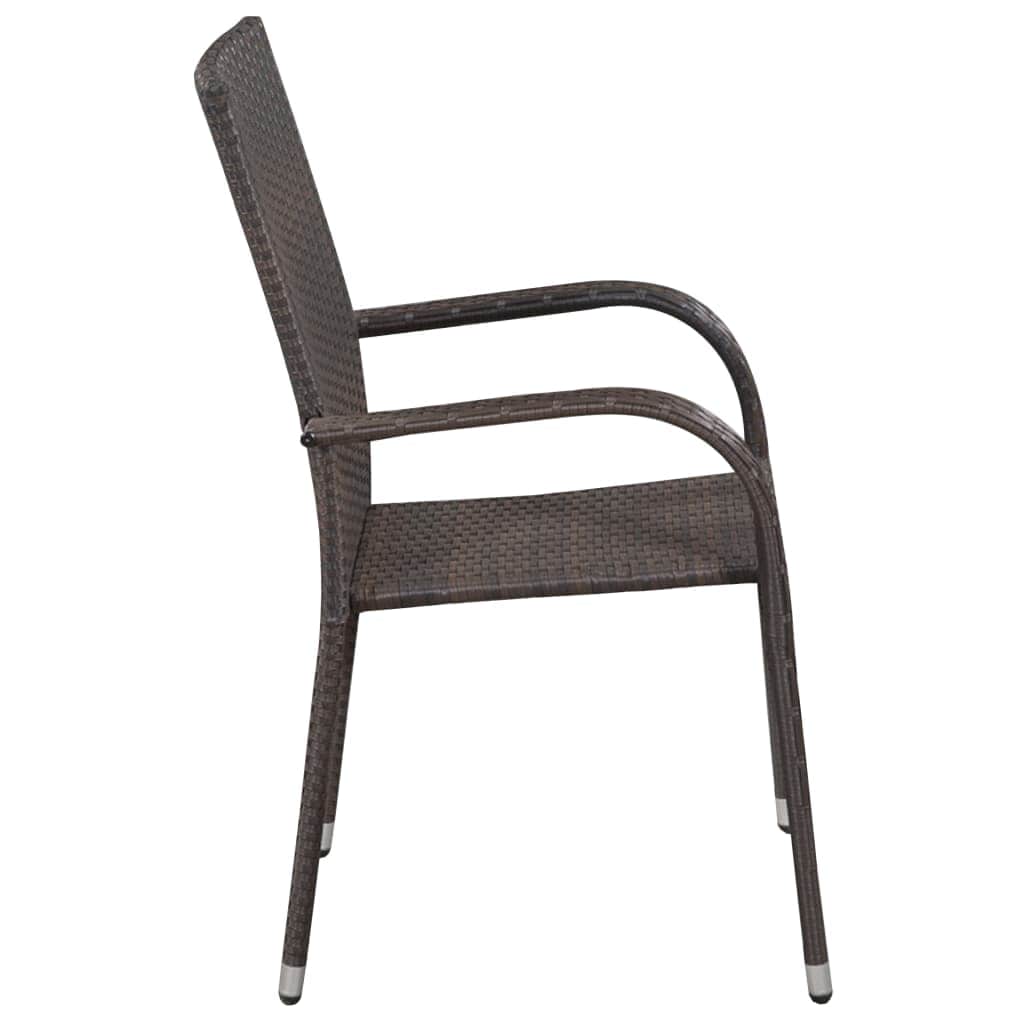 Stackable Outdoor Chairs 2 pcs Poly Rattan Brown - Simple deals