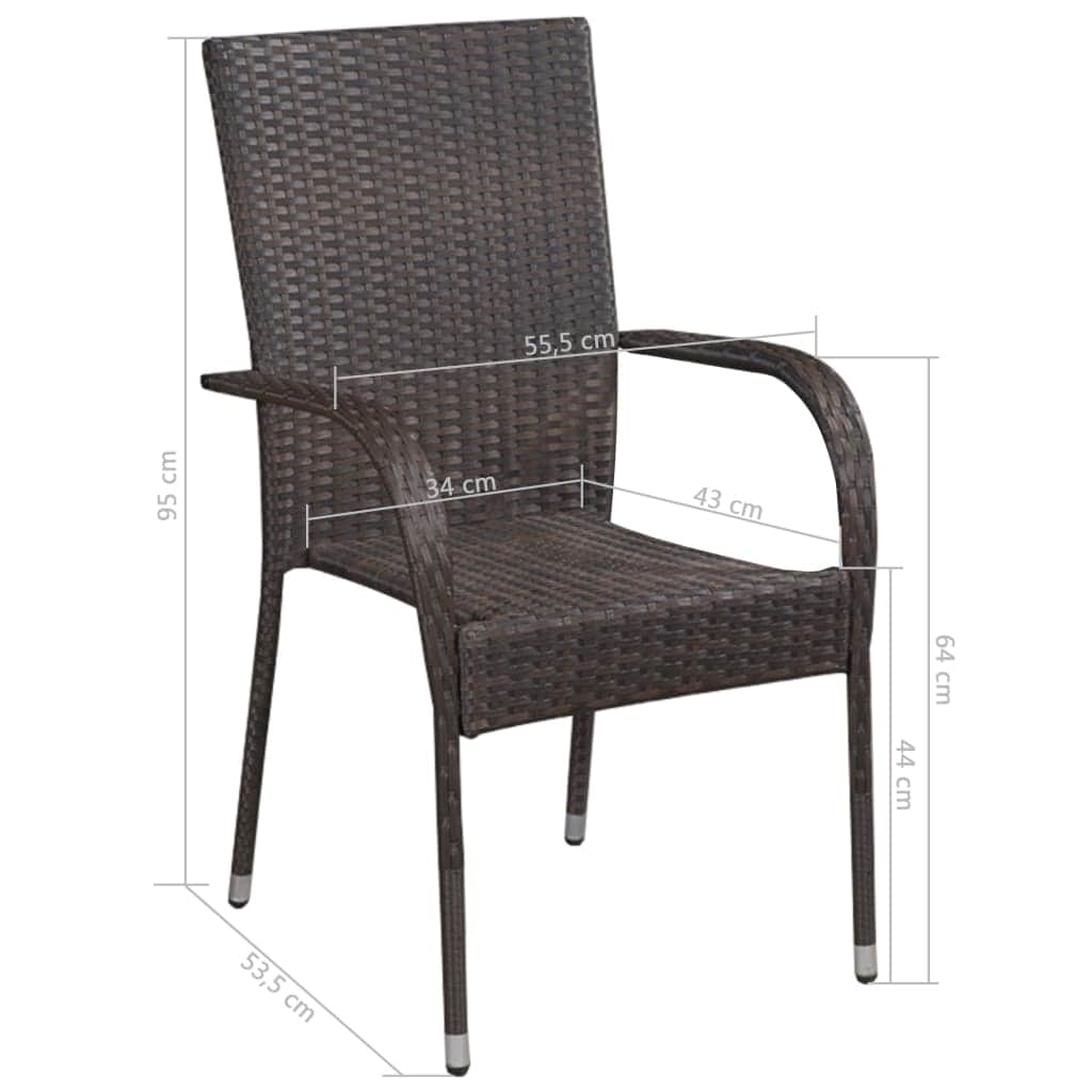Stackable Outdoor Chairs 2 pcs Poly Rattan Brown - Simple deals