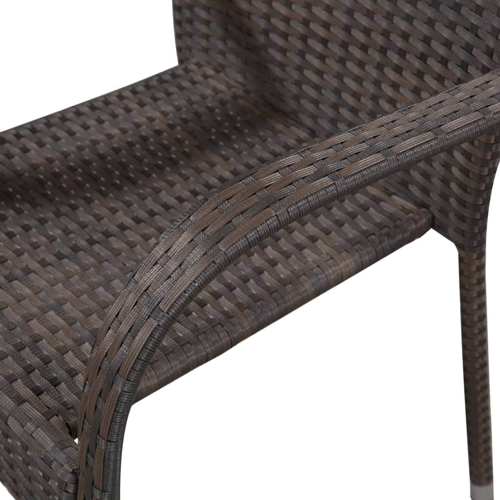 Stackable Outdoor Chairs 2 pcs Poly Rattan Brown - Simple deals