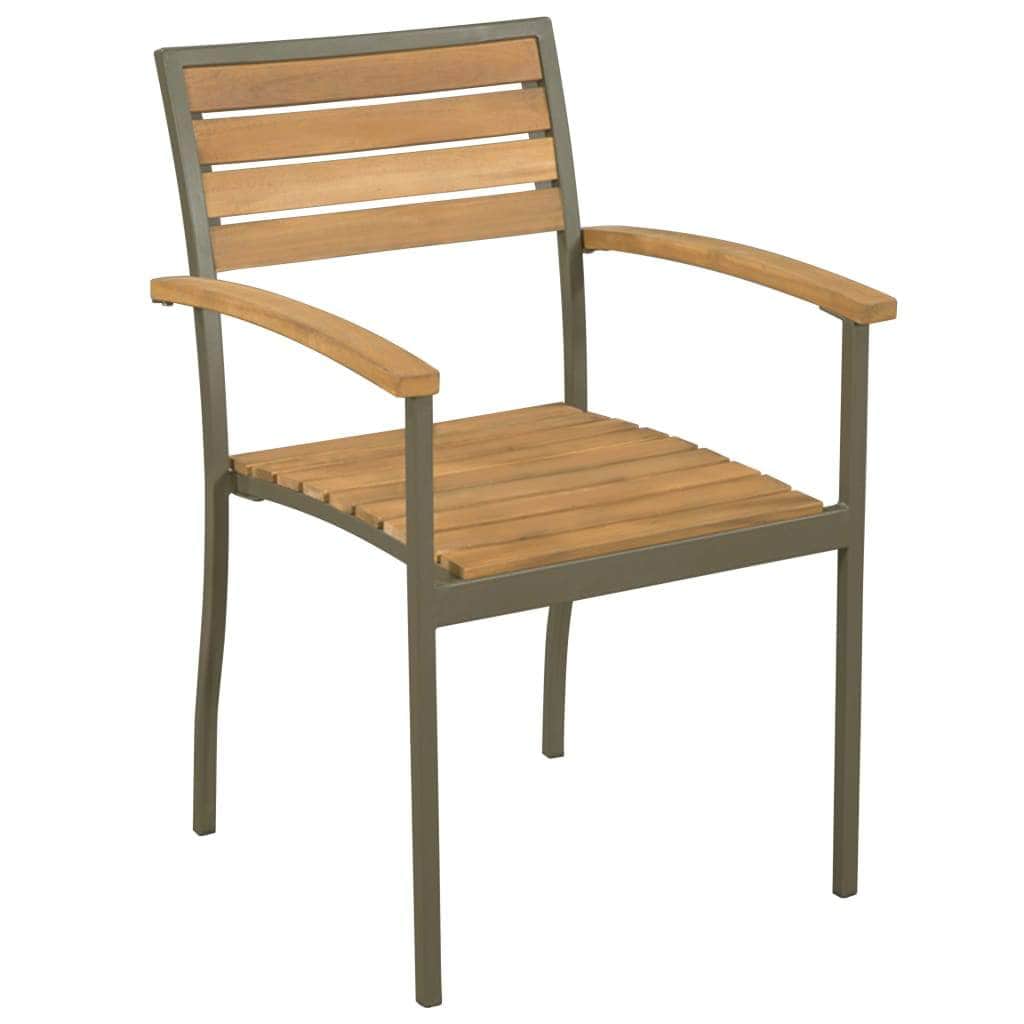 Stackable Outdoor Chairs 2 pcs Solid Acacia Wood and Steel - Simple deals