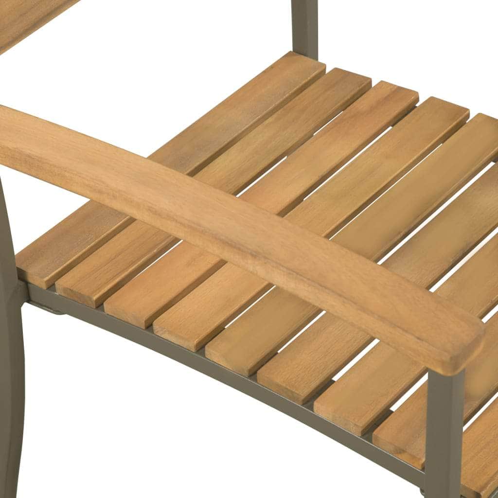 Stackable Outdoor Chairs 2 pcs Solid Acacia Wood and Steel - Simple deals
