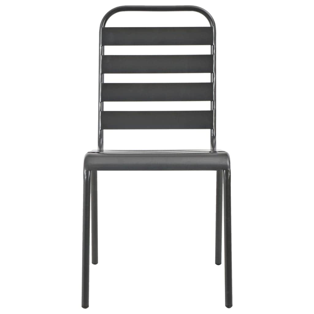 Stackable Outdoor Chairs 2 pcs Steel Grey - Simple deals