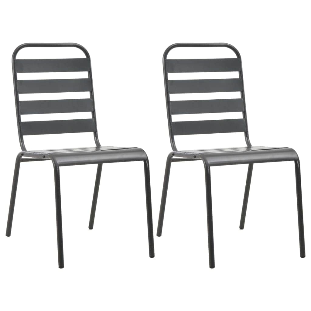 Stackable Outdoor Chairs 2 pcs Steel Grey - Simple deals