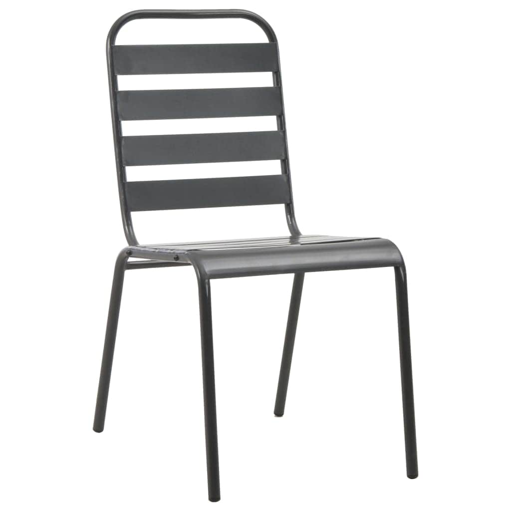 Stackable Outdoor Chairs 2 pcs Steel Grey - Simple deals