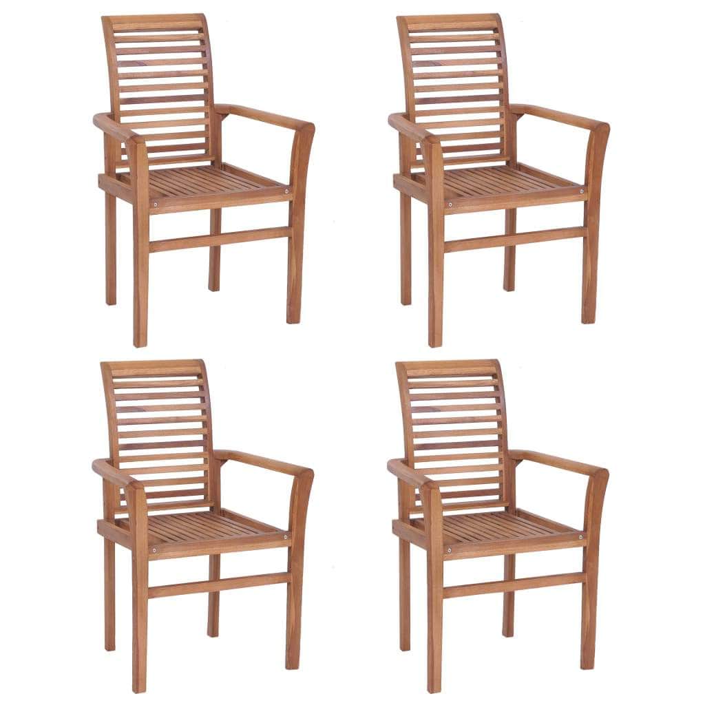 Stacking Dining Chairs 4 pcs Solid Teak - Simple deals