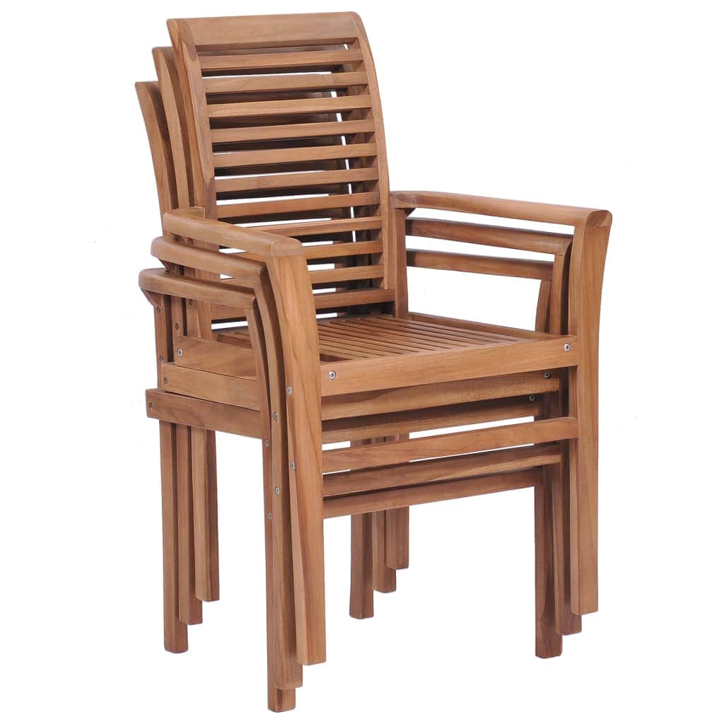 Stacking Dining Chairs 4 pcs Solid Teak - Simple deals