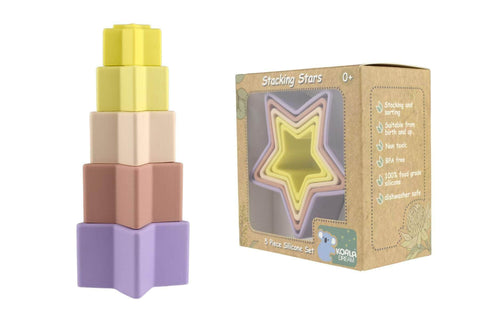 Stacking Stars 5 Pc Silicone Set-Purple/Yellow