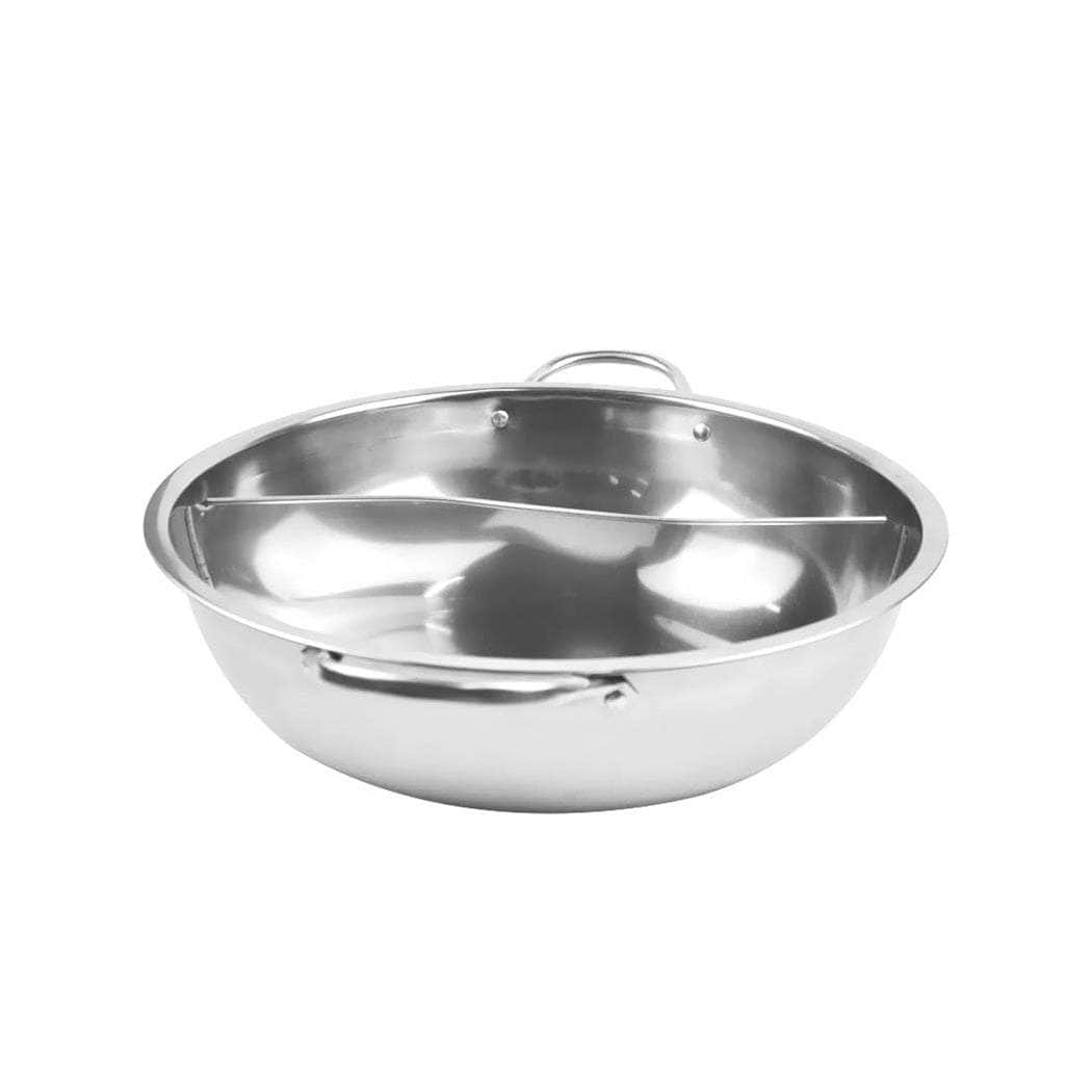 36cm Stainless Steel Twin Mandarin Steamer Pot Durable Kitchen Cookware, Steel finish