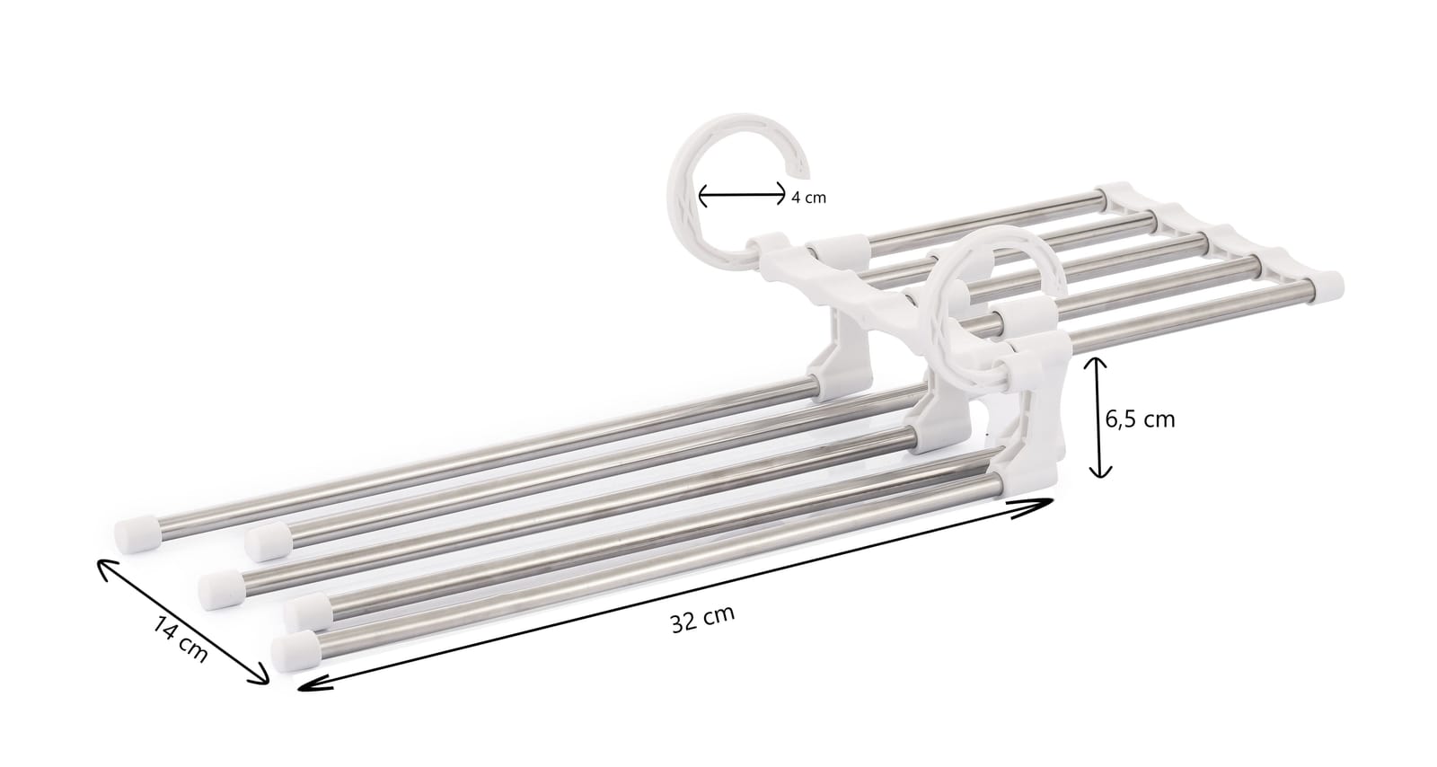 2 Stainless Steel Adjustable 5 In 1 Pants Hangers Non-Slip Space Saving
