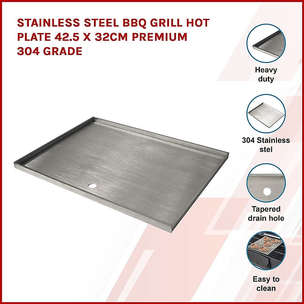 Stainless Steel BBQ Grill Hot Plate 42.5 X 32CM Premium 304 Grade