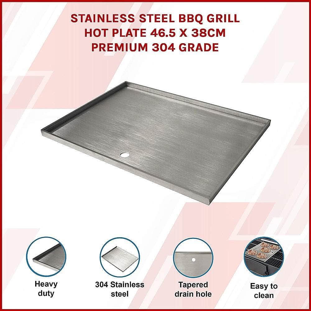 Stainless Steel Bbq Grill Hot Plate 46.5 X 38Cm Premium 304 Grade