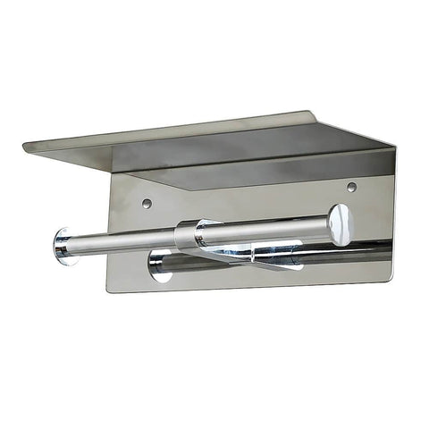 Stainless Steel Double Toilet Paper Holder Towel Roll Tissue Rack Storage Shelf