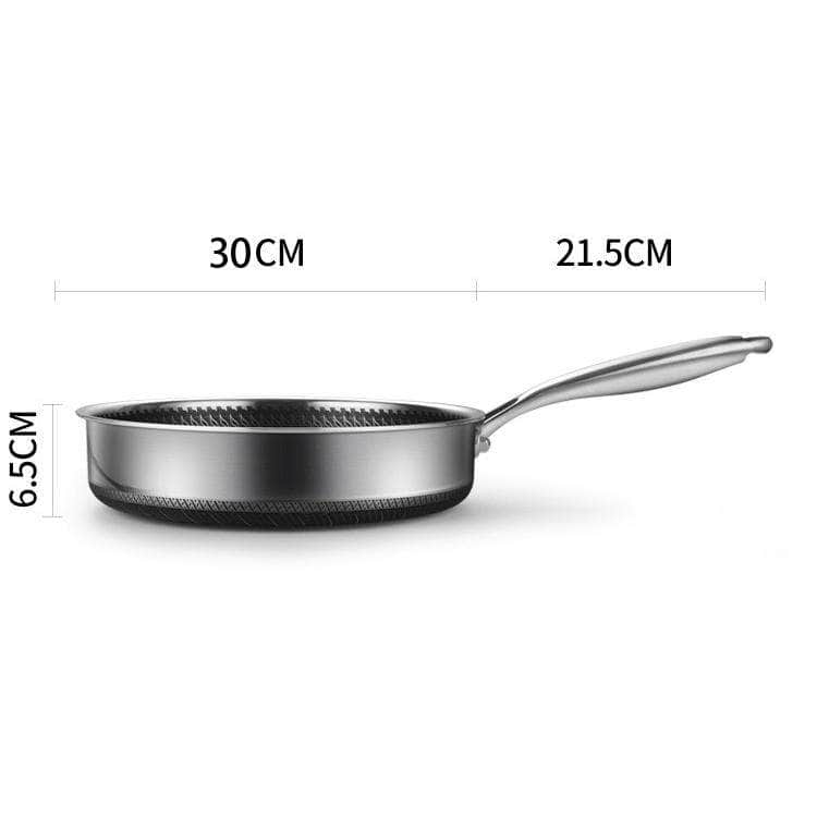 Stainless Steel Frying Pan Non-Stick Cooking Frypan Cookware 30Cm Without Lid