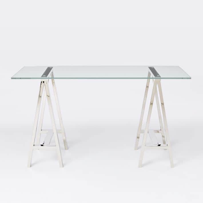 Stainless Steel & Glass Office Desk Table Venus Modern Workstation