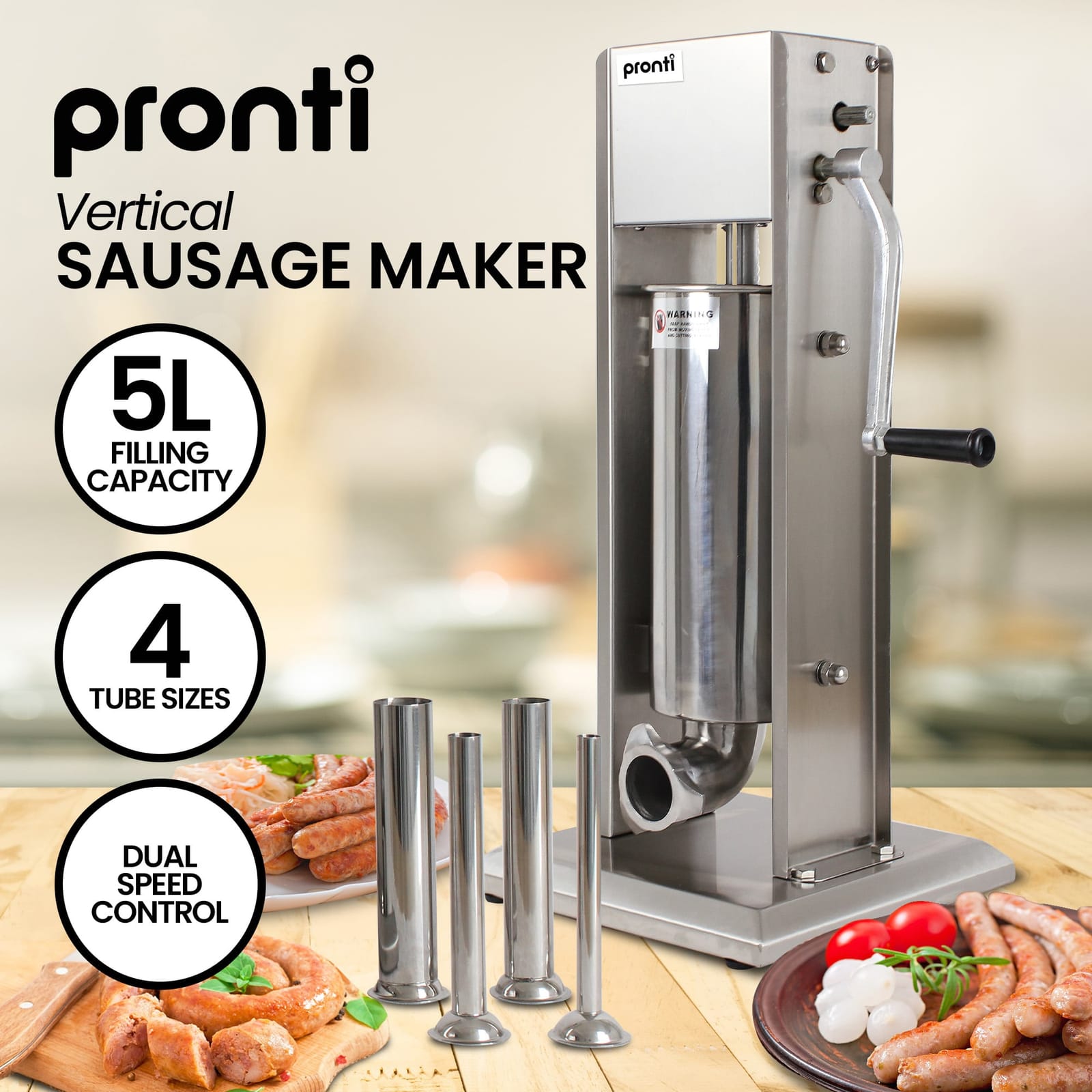 5L Stainless Steel Horizontal/Vertical Sausage Stuffer