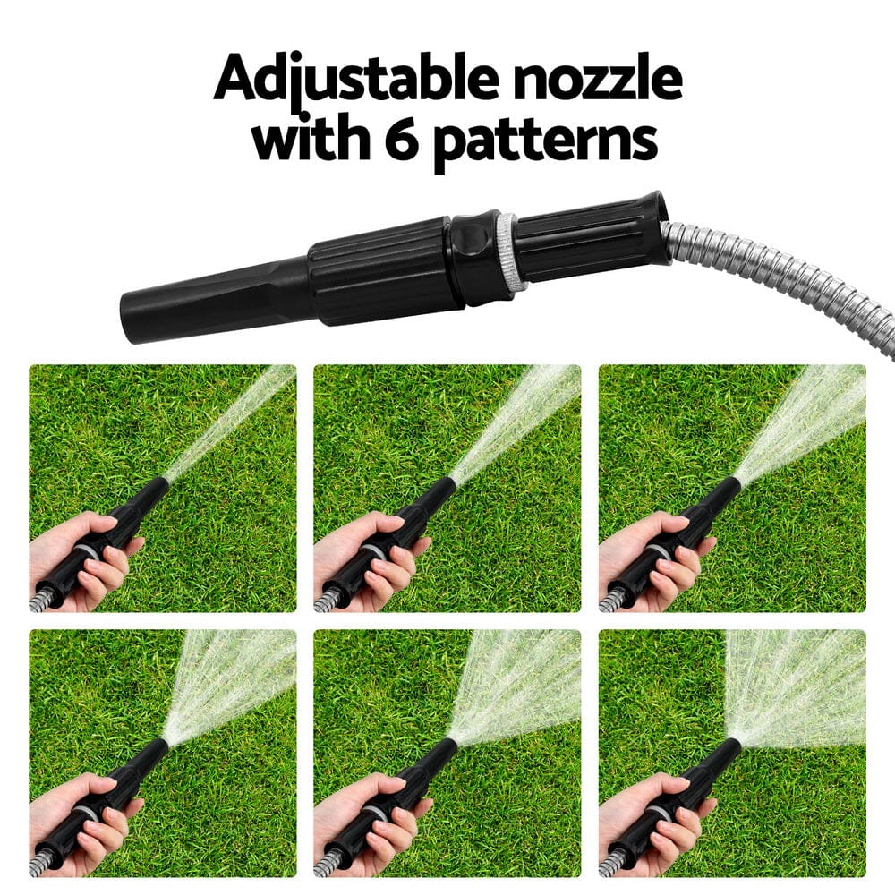 Water Hose Stainless Steel 30M with Spray Nozzle - Garden Hoses