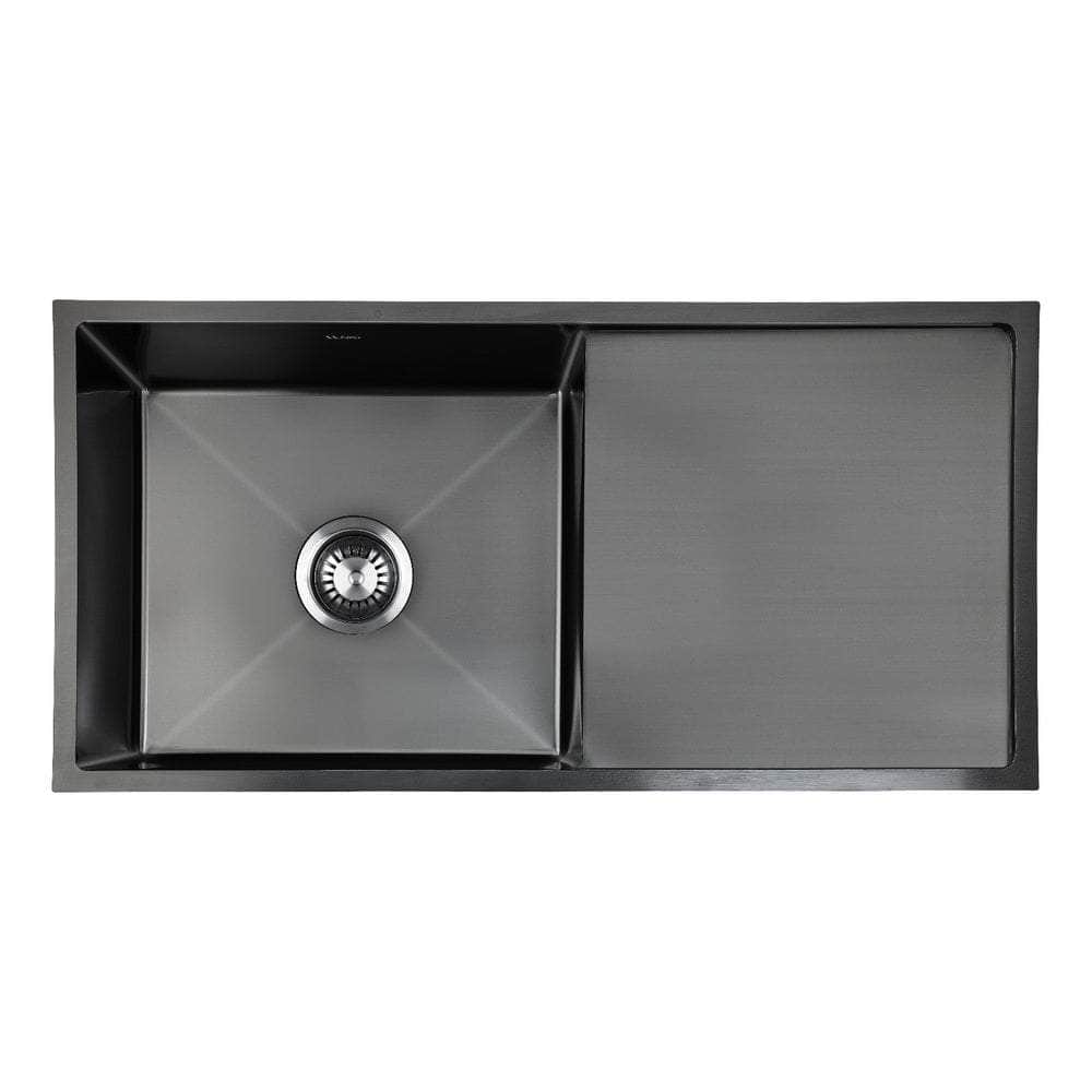 Stainless Steel Sink 87X45CM Single Bowl Basin With Waste Black