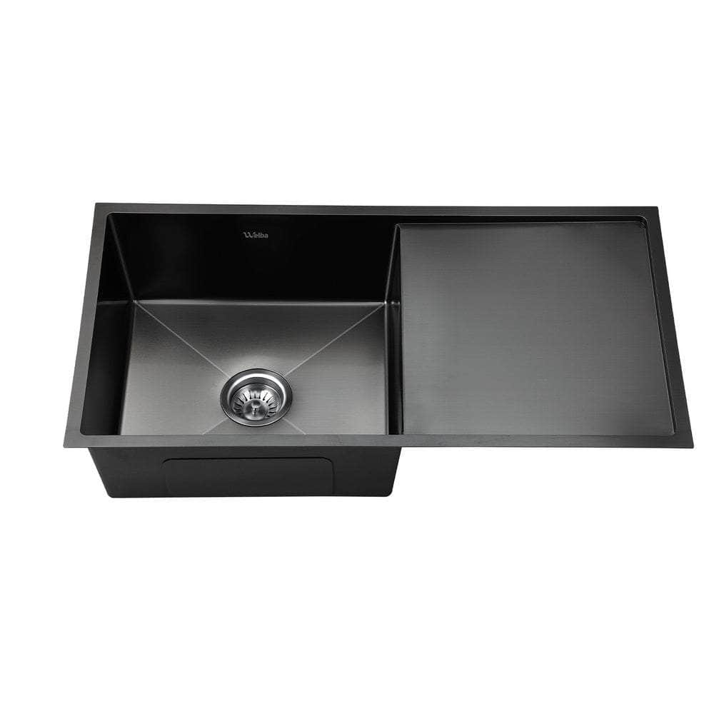 Stainless Steel Sink 87X45CM Single Bowl Basin With Waste Black