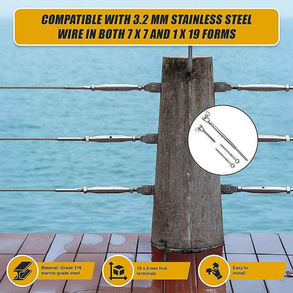 Stainless Steel Wire Rope Diy Balustrade Kit Jaw/Swage Fork