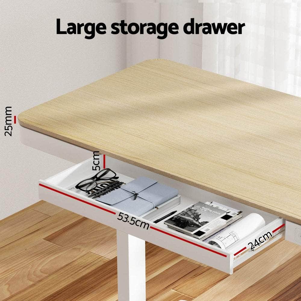Standing Desk Motorised Electric Dual Motor Draw 120Cm Oak