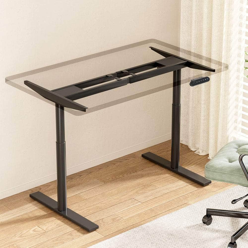 Standing Desk Sit Stand Motorised Adjustable Frame Only Dual Motor Black