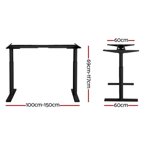 Standing Desk Sit Stand Motorised Adjustable Frame Only Dual Motor Black
