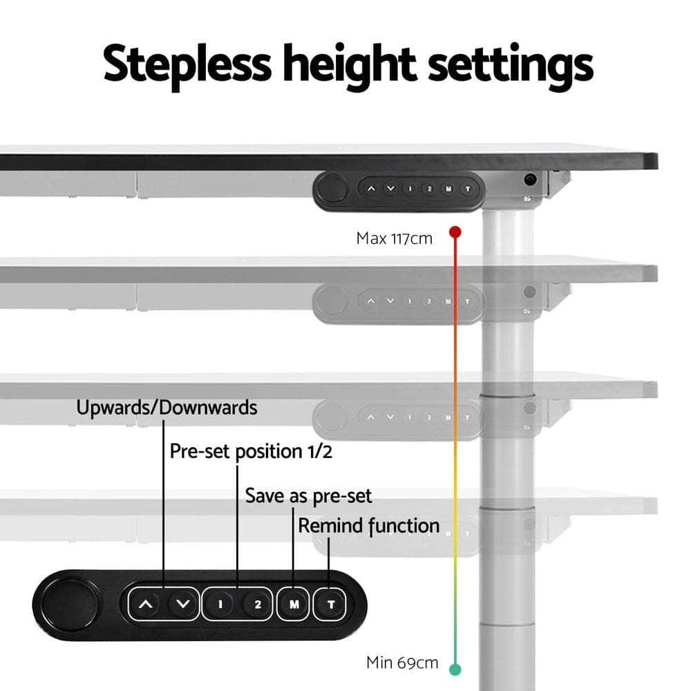Standing Desk Sit Stand Motorised Adjustable Frame Only Dual Motor White