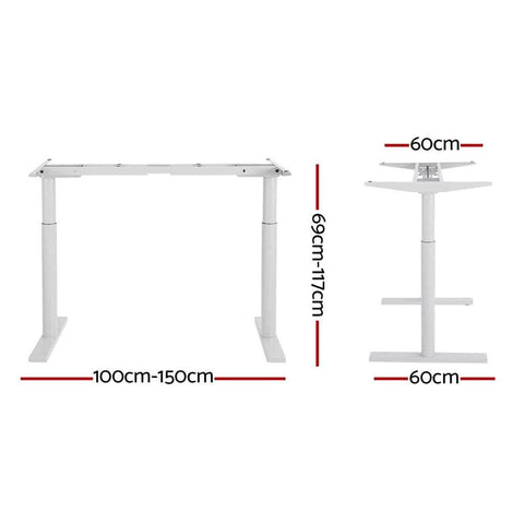 Standing Desk Sit Stand Motorised Adjustable Frame Only Dual Motor White
