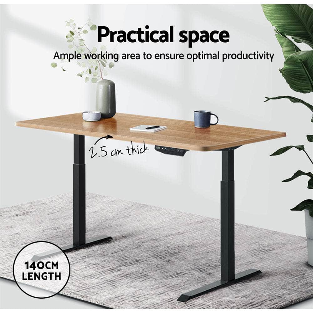 Standing Desk Top Adjustable Motorised Electric Sit Stand Table Oak