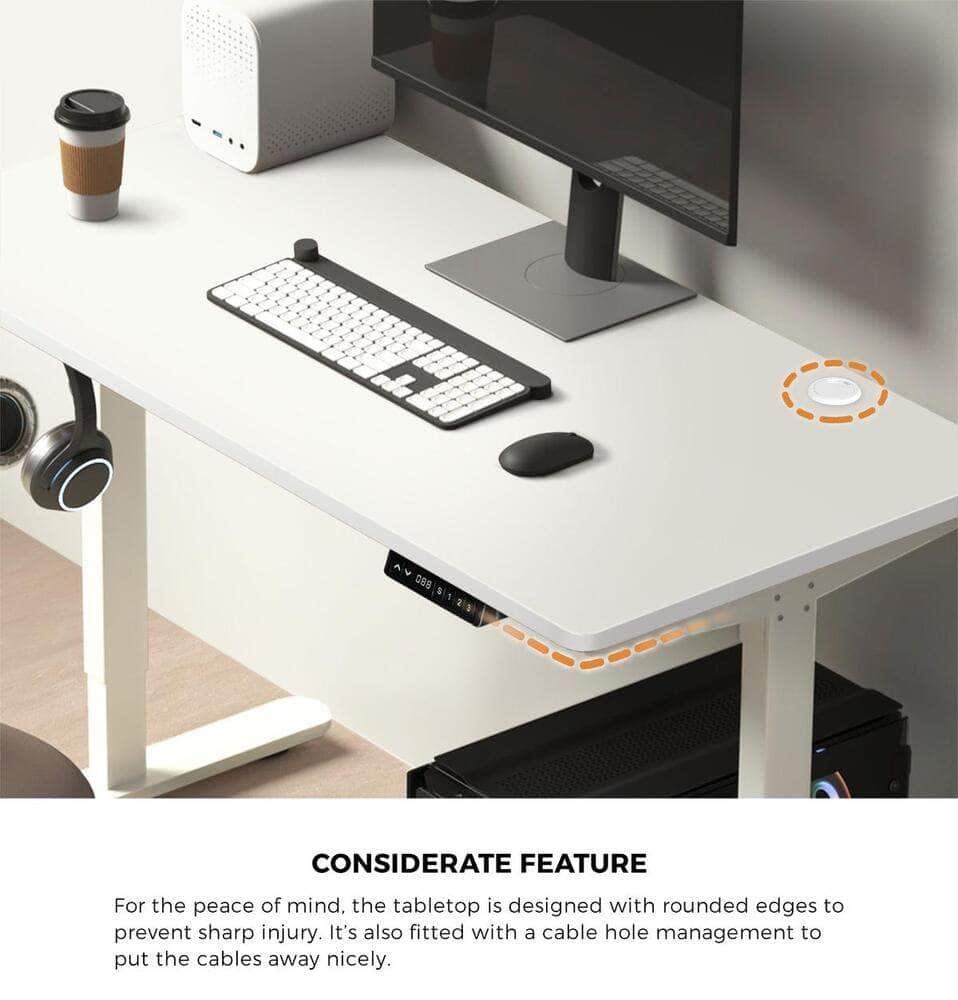 Standing Desk Top with Drilled Hole White 150x75cm