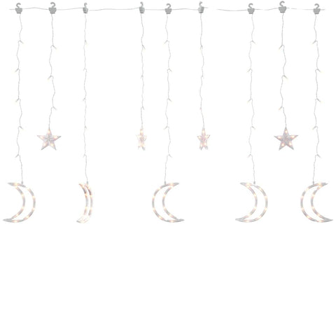 Star and Moon Fairy Lights Remote Control 138 LED Warm White