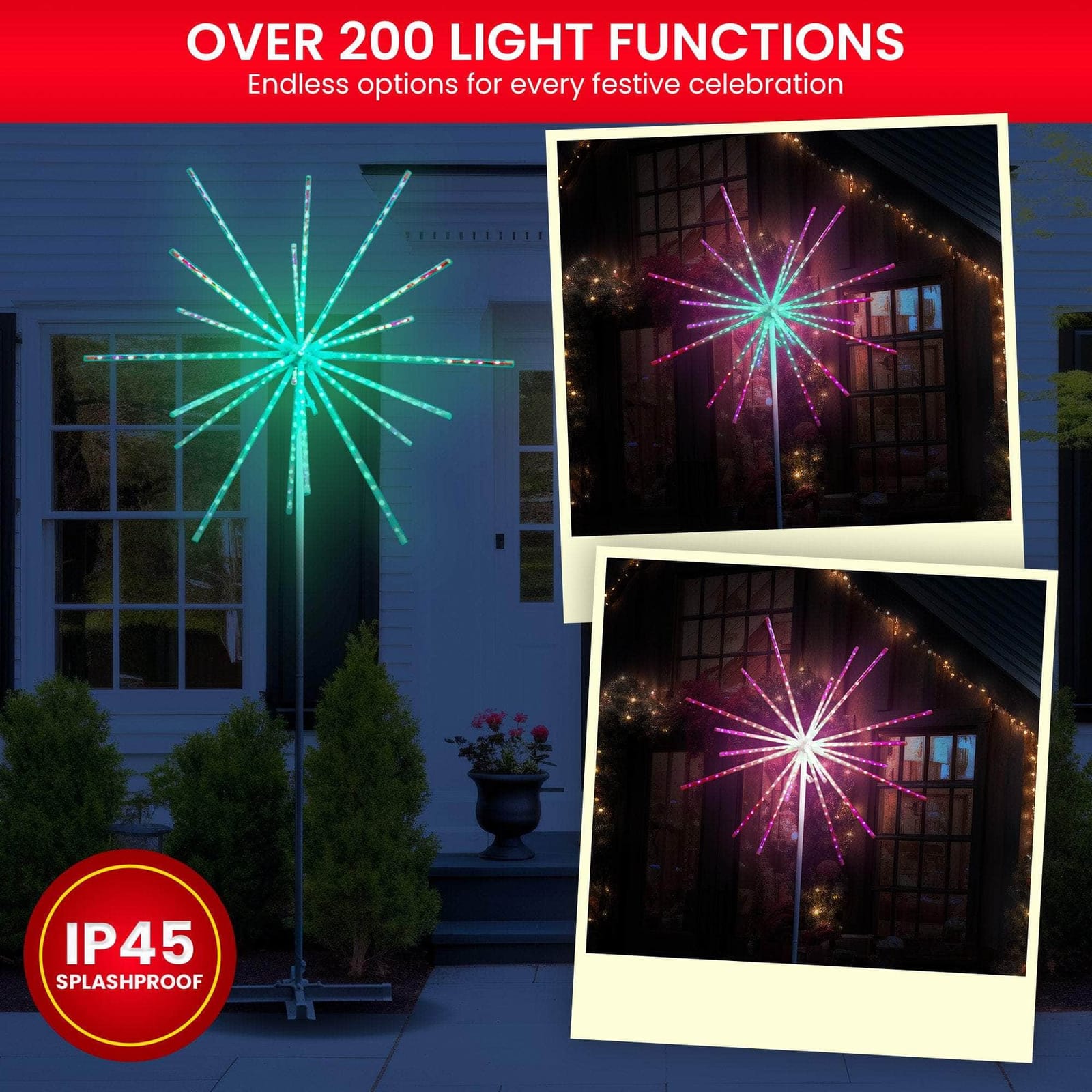 Outdoor Christmas Light Starburst Display - 270cm with 270Cm