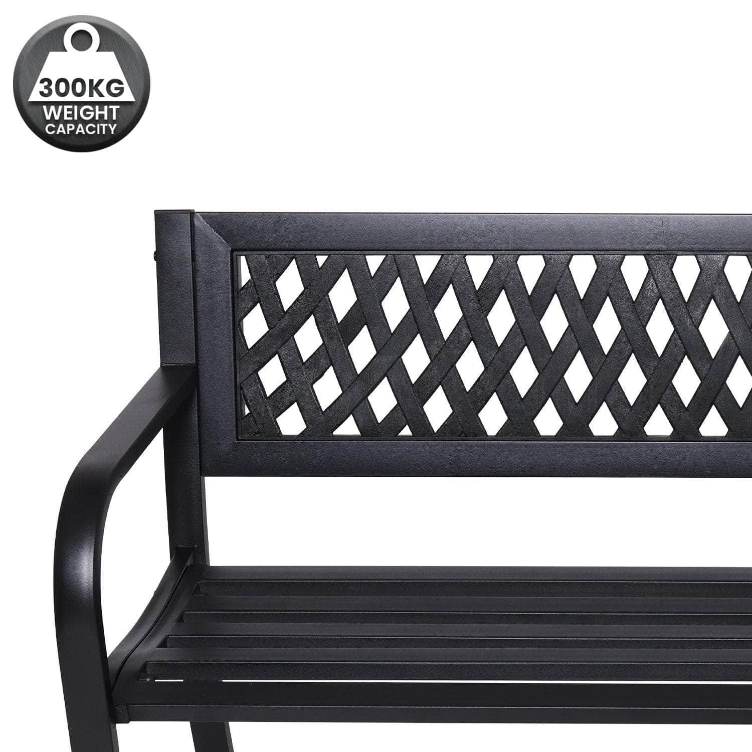 Steel Outdoor Garden Bench - Lattice, Steel finish