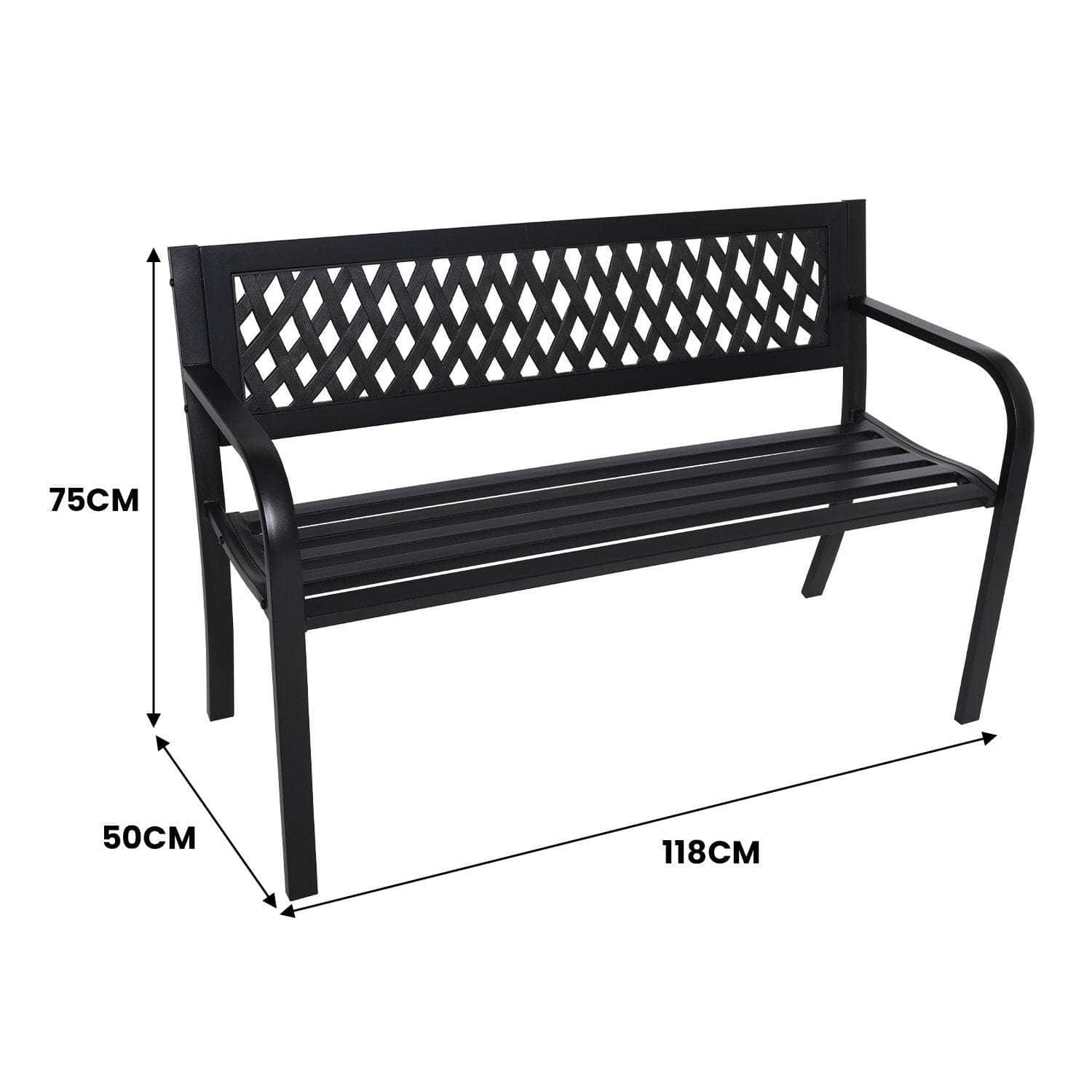 Steel finish - Steel Outdoor Garden Bench - Lattice