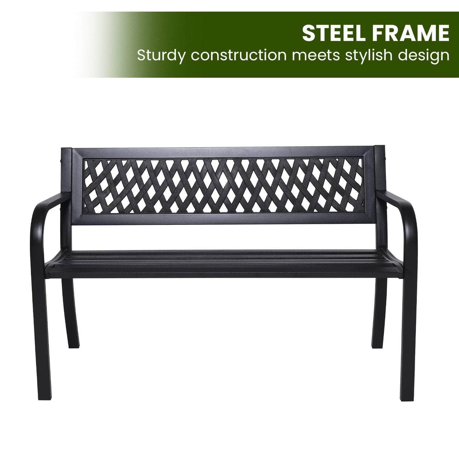 Steel Outdoor Garden Bench - Lattice, outdoor living