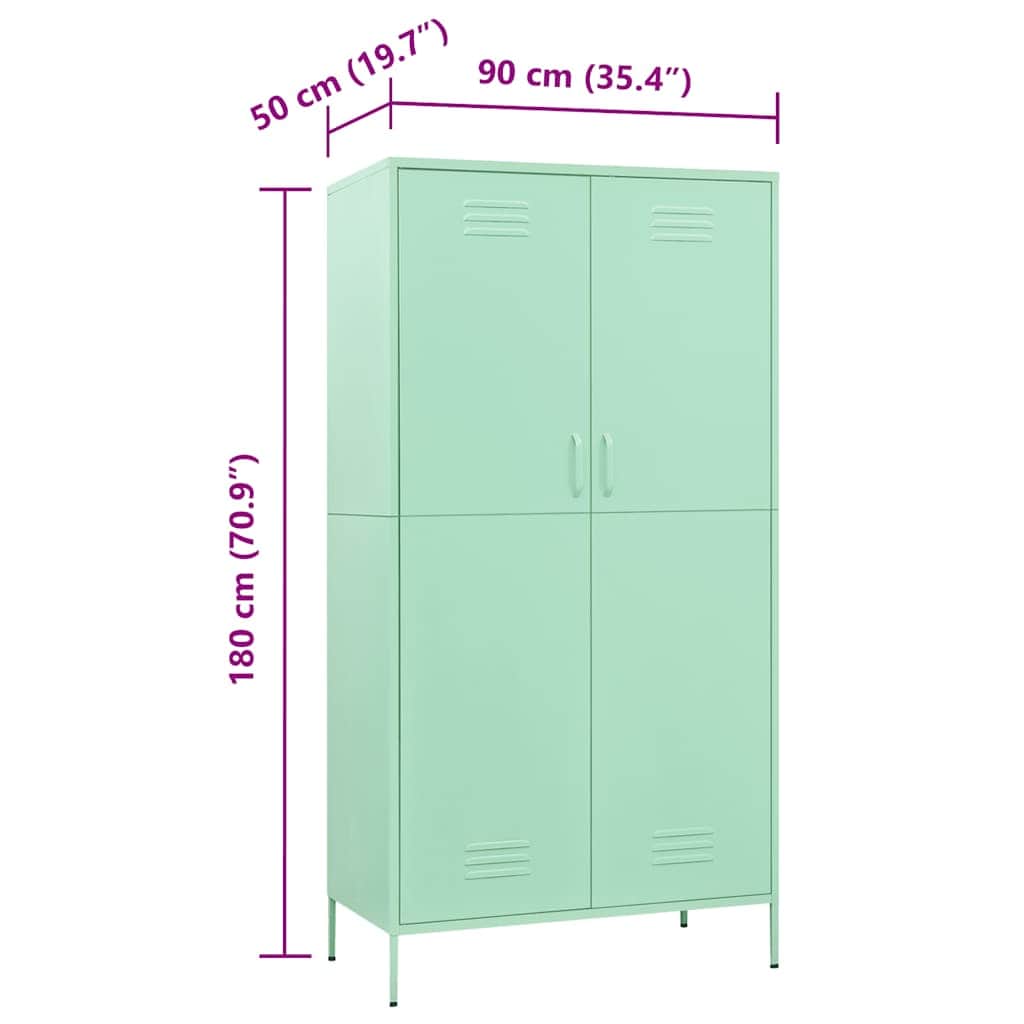 Steel Storage Wardrobe Cabinet Freestanding Clothes Organizer with Hanging Rail