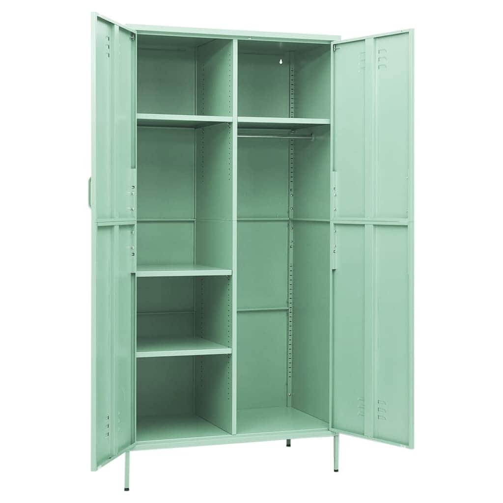 Steel Storage Wardrobe Cabinet Freestanding Clothes Organizer with Hanging Rail