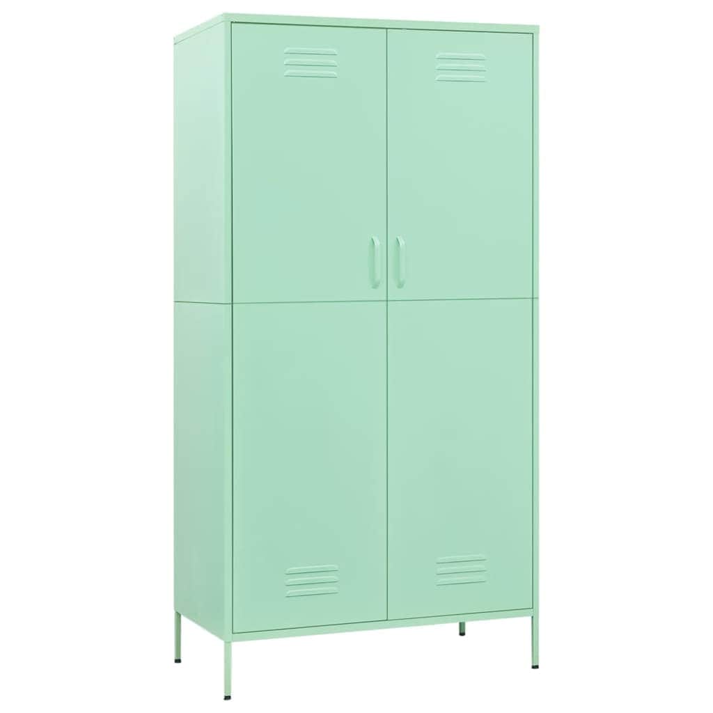 Steel Storage Wardrobe Cabinet Freestanding Clothes Organizer with Hanging Rail