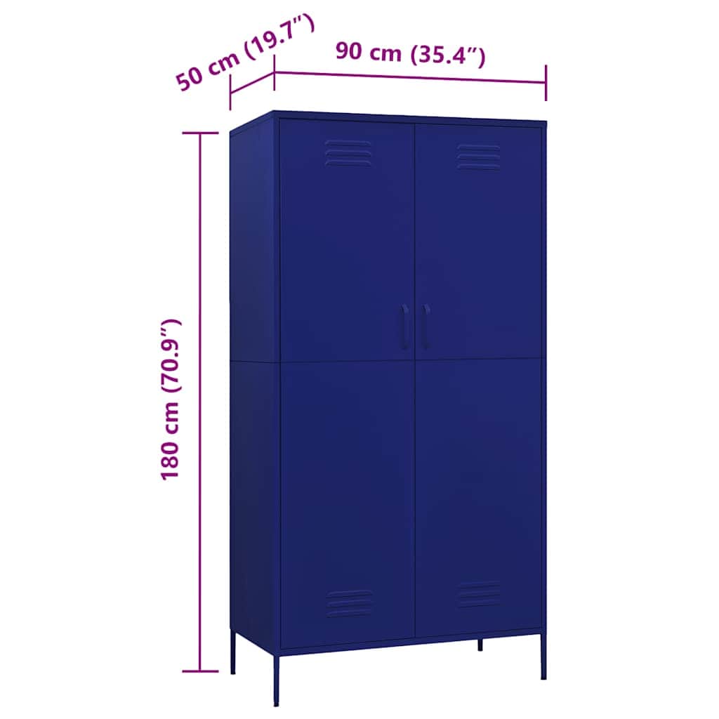 Steel Storage Wardrobe Cabinet Freestanding Clothes Organizer with Hanging Rail