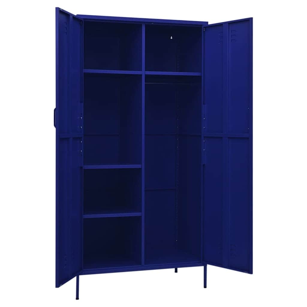 Steel Storage Wardrobe Cabinet Freestanding Clothes Organizer with Hanging Rail