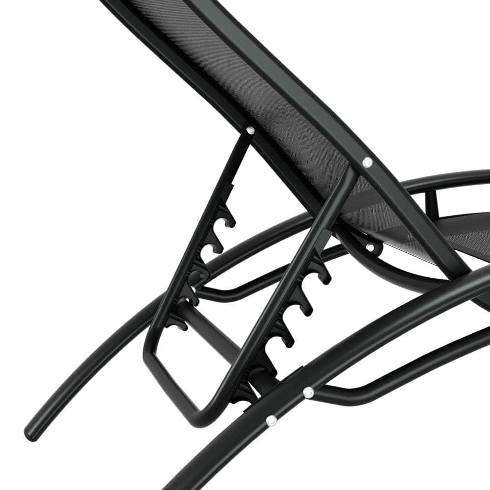 Steel Table and Chairs Patio Furniture Garden Lounger Outdoor Set - Steel finish