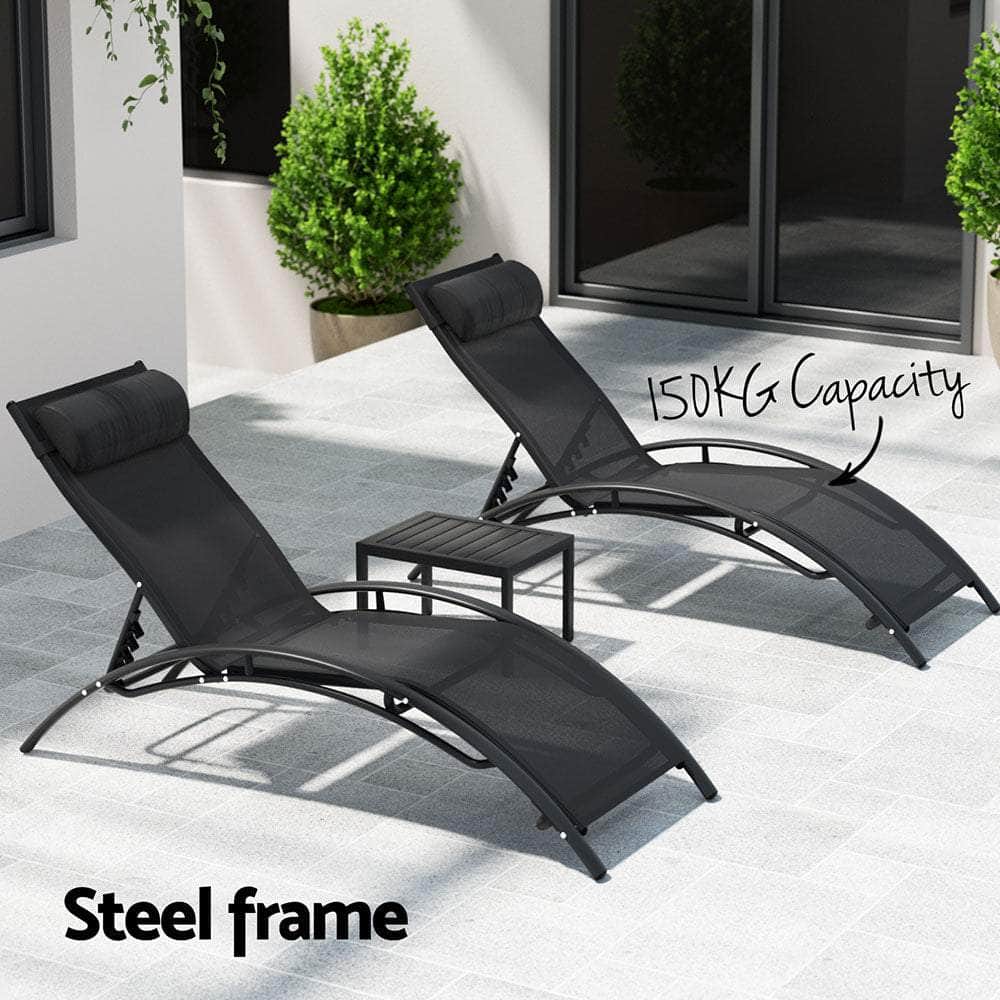 Steel finish - Steel Table and Chairs Patio Furniture Garden Lounger Outdoor Set - photo 12