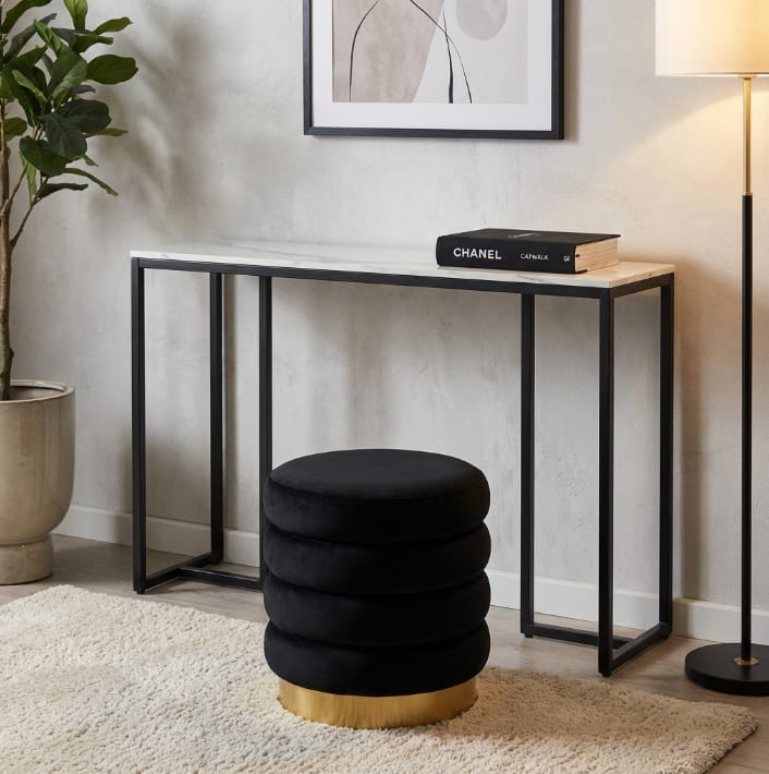 Stone Marble Console - Marble & Black | Black colour