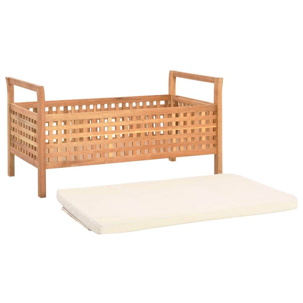 Storage Bench Solid Walnut Wood