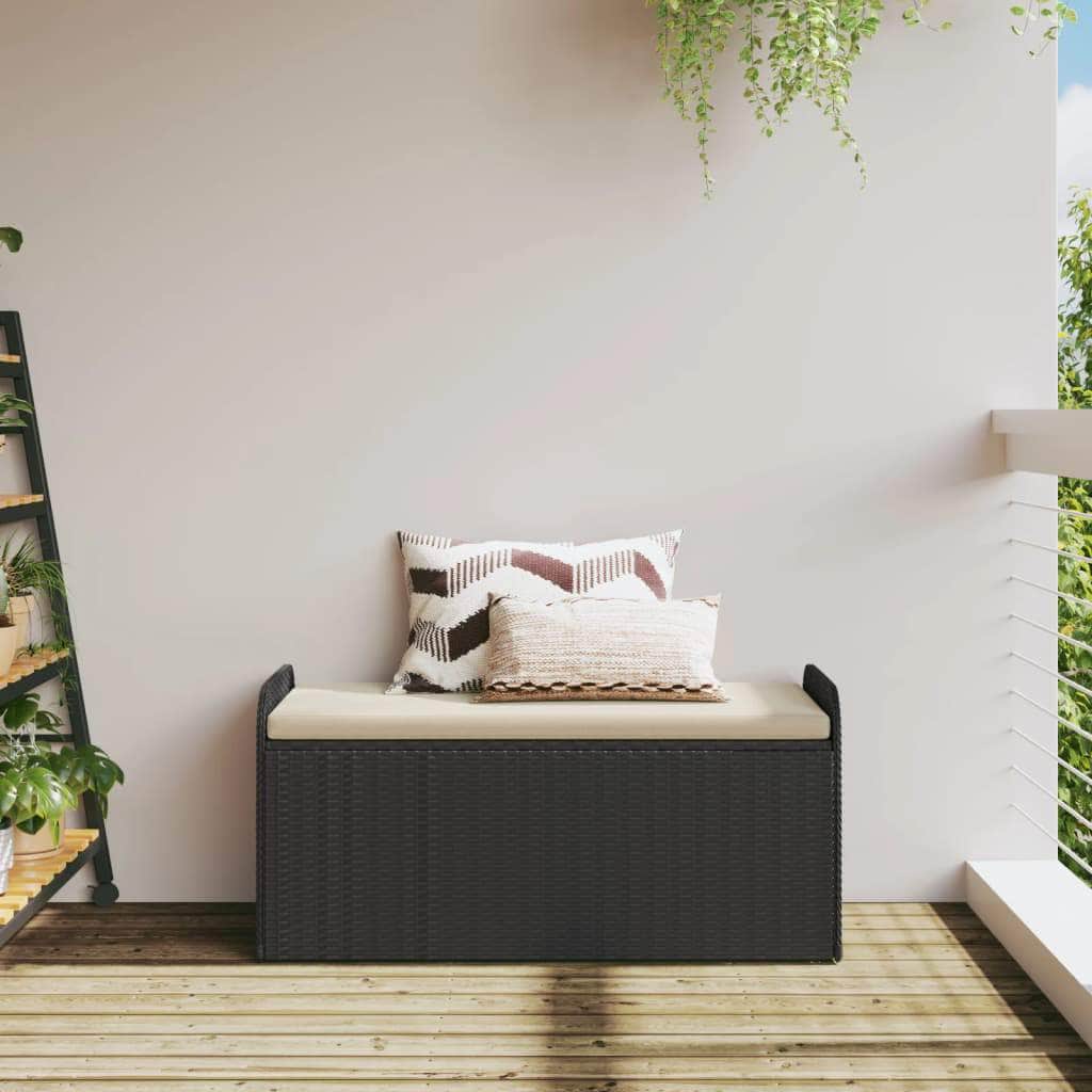 Outdoor Benches - Storage Bench with Cushion Black