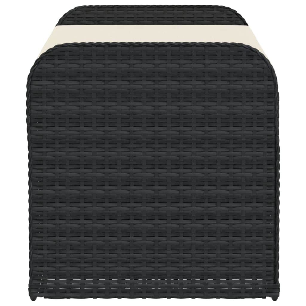 Storage Bench with Cushion Black, Outdoor Benches