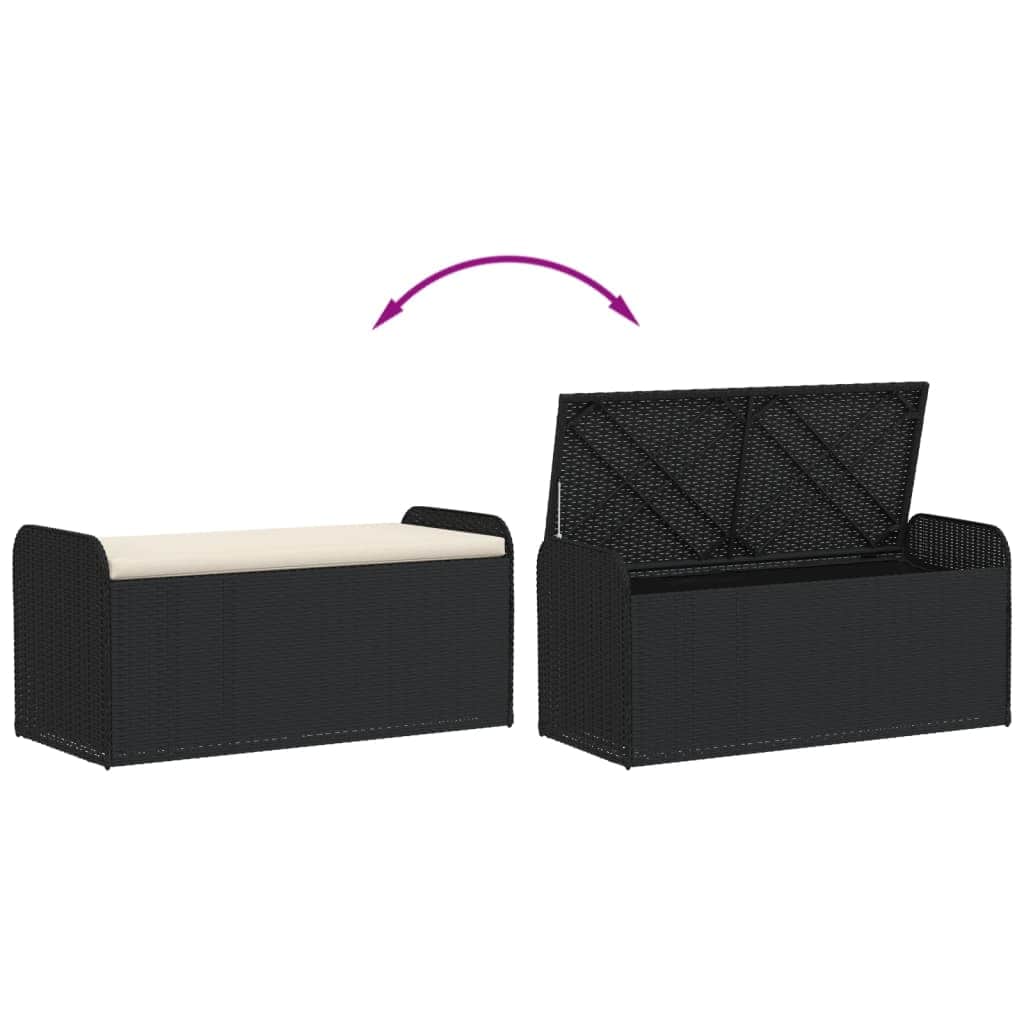 Storage Bench with Cushion Black, Black colour